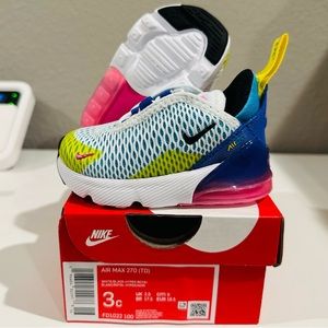 Air Max 270 (TD) Size 3 White Black Hyper Royal